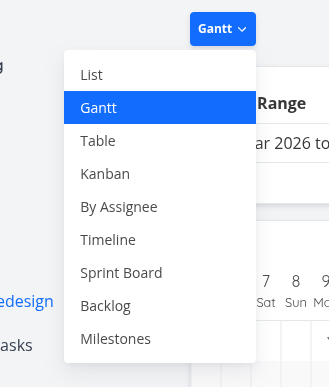View buttons collapsed into a dropdown when there are too many to fit on screen